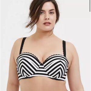 Black & White Stripe Microfiber Push-Up Multiway Strapless Bra 42 DD